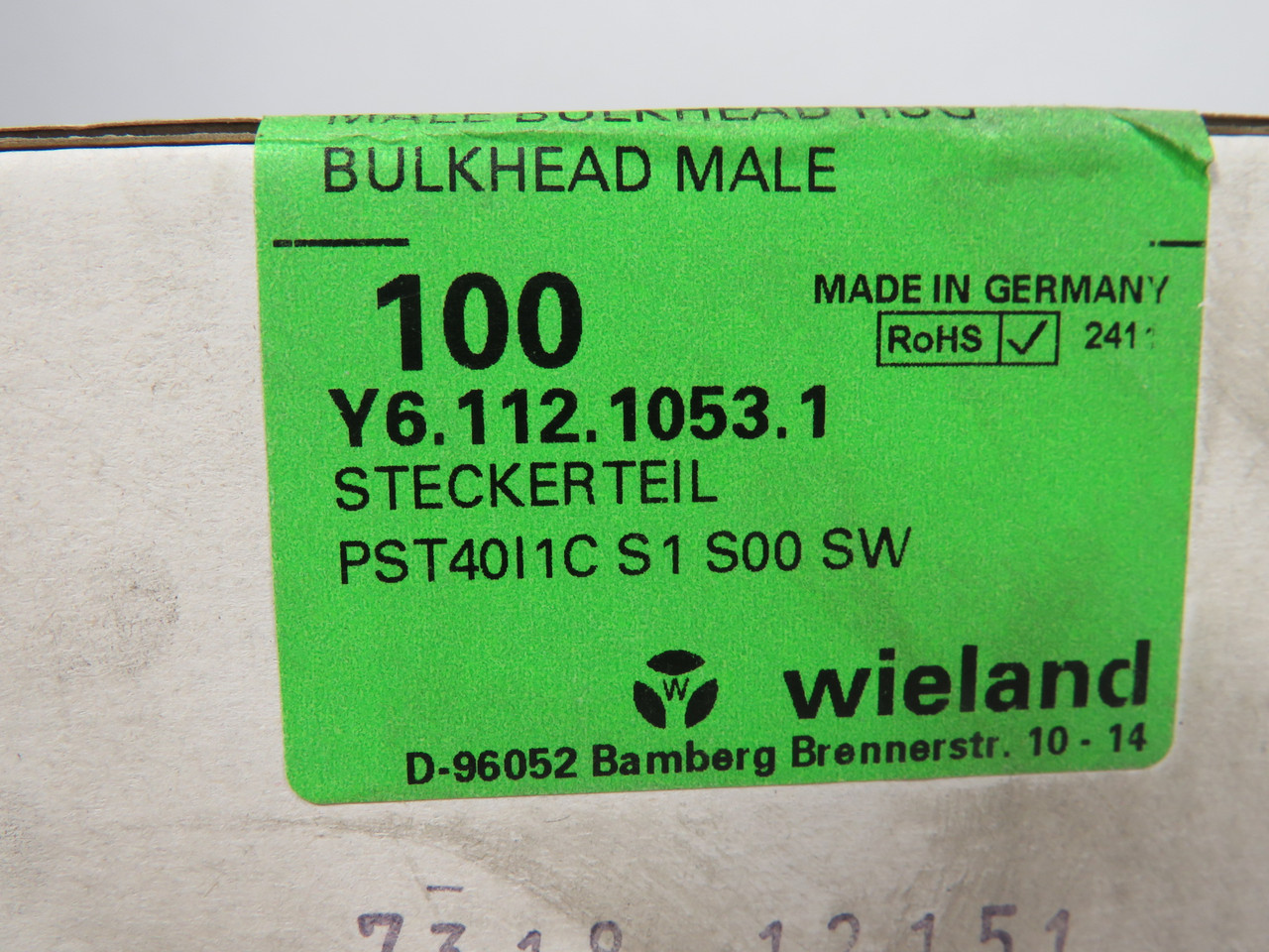 Wieland Y6.112.1053.1 1-Pole Panel Mount DC Solar Connector 100-Pack SEALED NEW