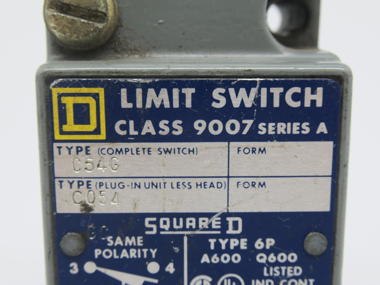 Square D 9007-C54G Ser.A Heavy Duty Limit Switch Type H Head 600V 10A USED