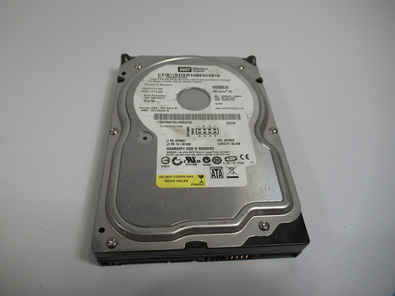 Western Digital WD800JD Hard Drive 80GB 7200RPM ATA-300 USED