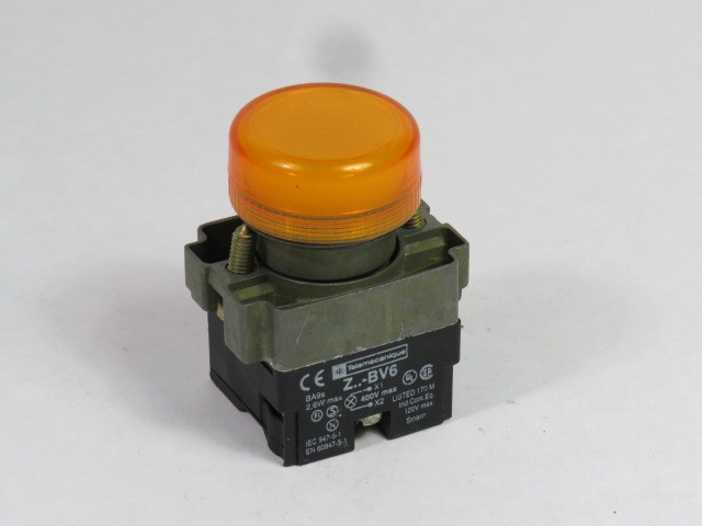 Telemecanique XB2BV65 Pilot Light 400VAC 2.5W Yellow Lens USED