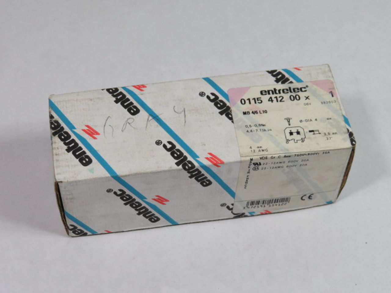 Entrelec MB4/6-L10 Terminal Block GREY ! NEW !