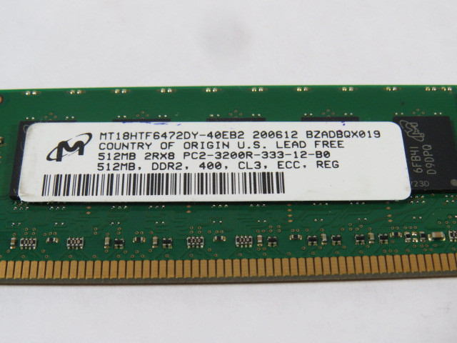Micron Tech MT18HTF6472DY-40EB2 Ram 512MB USED