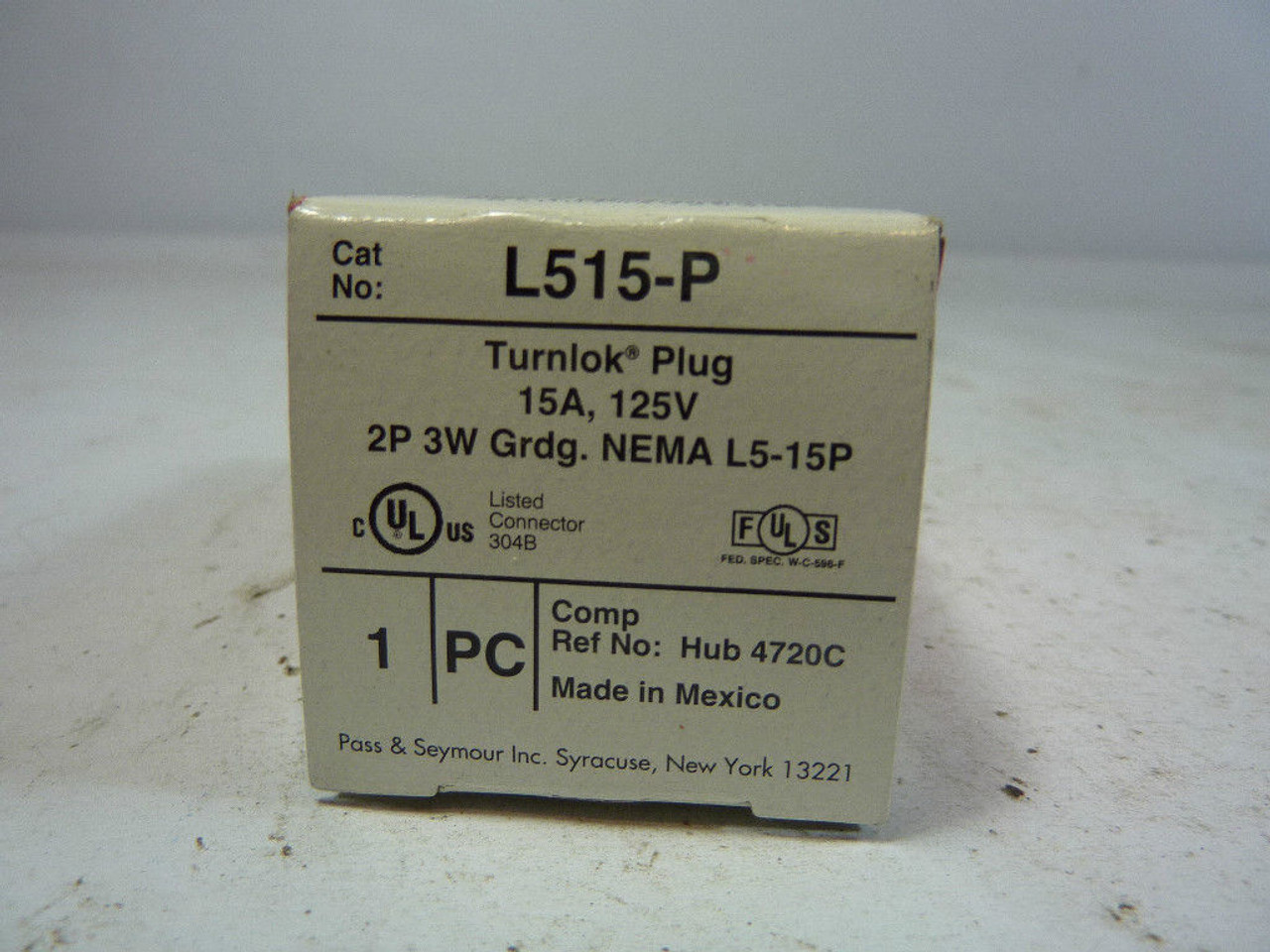 Pass Seymour L515-P Plug 15 Amp 125V ! NEW !