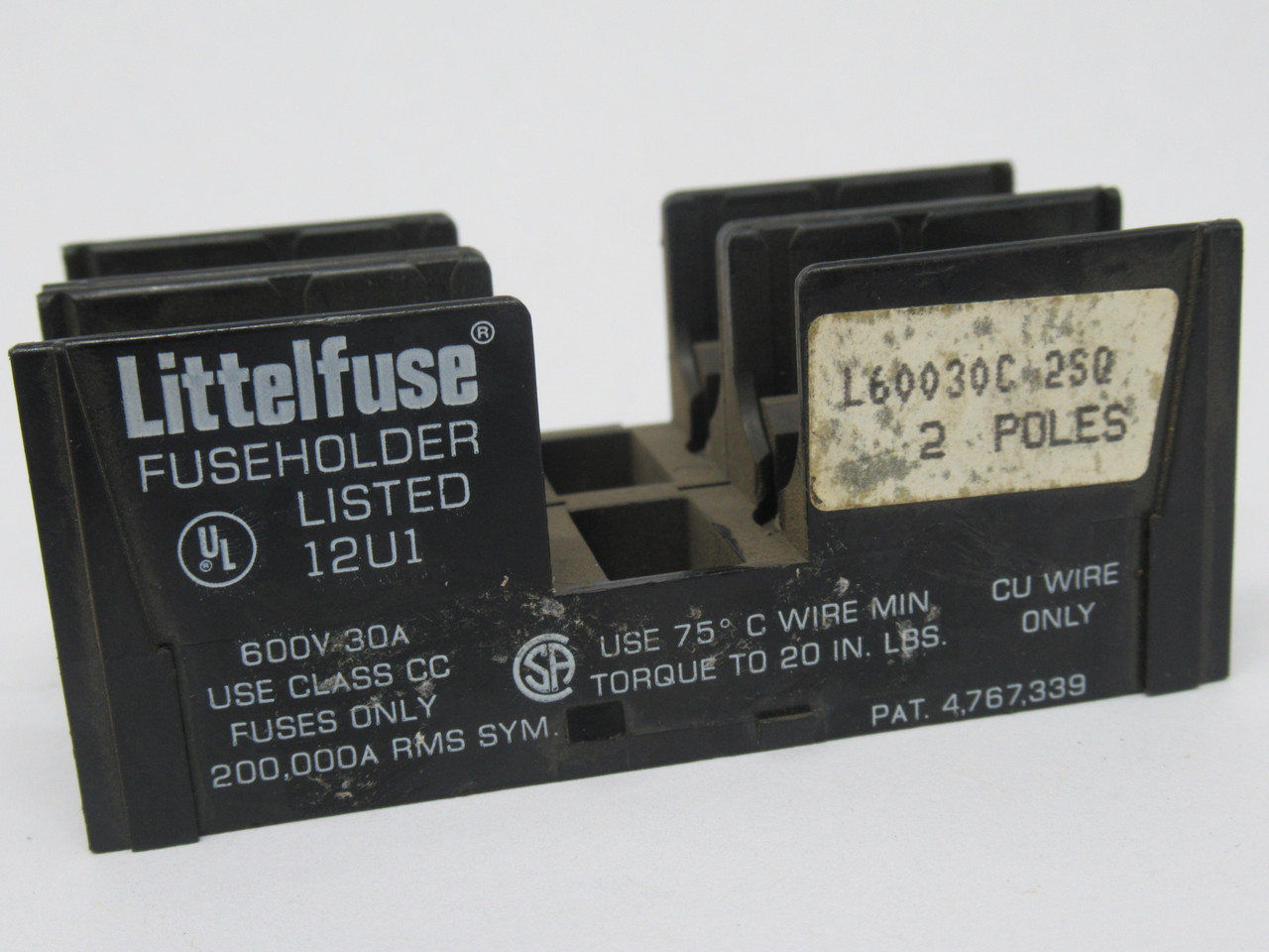 Littelfuse L60030C-2SQ Fuse Holder 30A 600V 2P USED