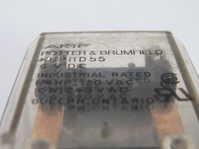 Potter & Brumfield KUP-11D55-6 Relay 6VDC 10A 240VAC 8-Blade USED