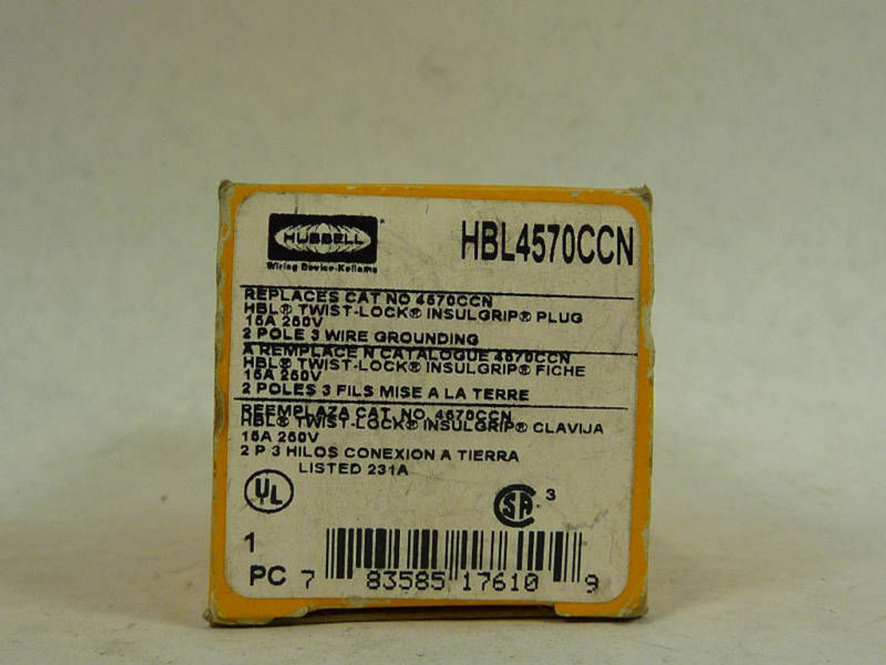 Hubbell HBL4570CCN Insulgrip Twist-Lock Plug 15A 250V 3W 2P ! NEW !
