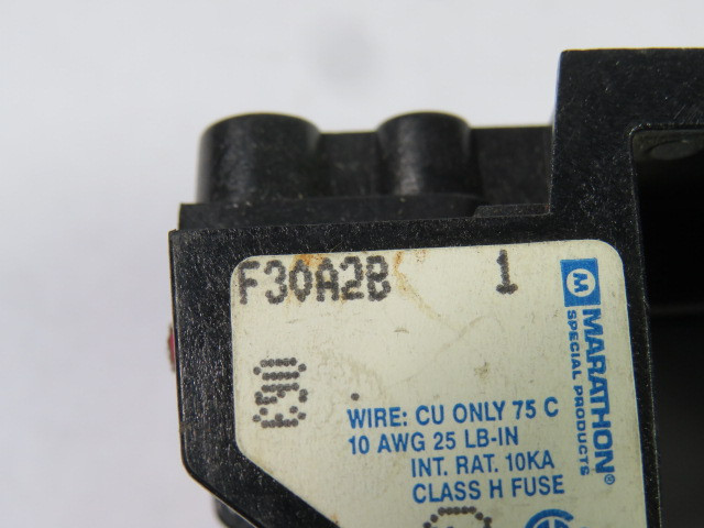Marathon F30A2B Fuse Holder 30A 250V 2-Pole USED
