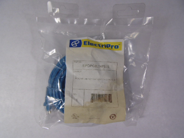 ElectriPro EPOPC8L14FL6B Cat 6 Patch Cord Blue 14ft SHELF WEAR NWB