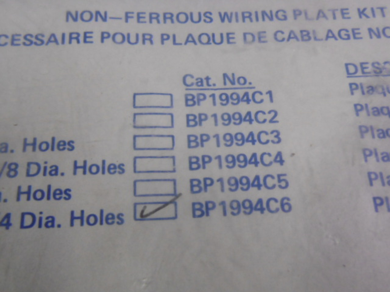 Commander BP1994C6 Wiring Plate Kit RIPPED BAG COSMETIC DMG ! NWB !
