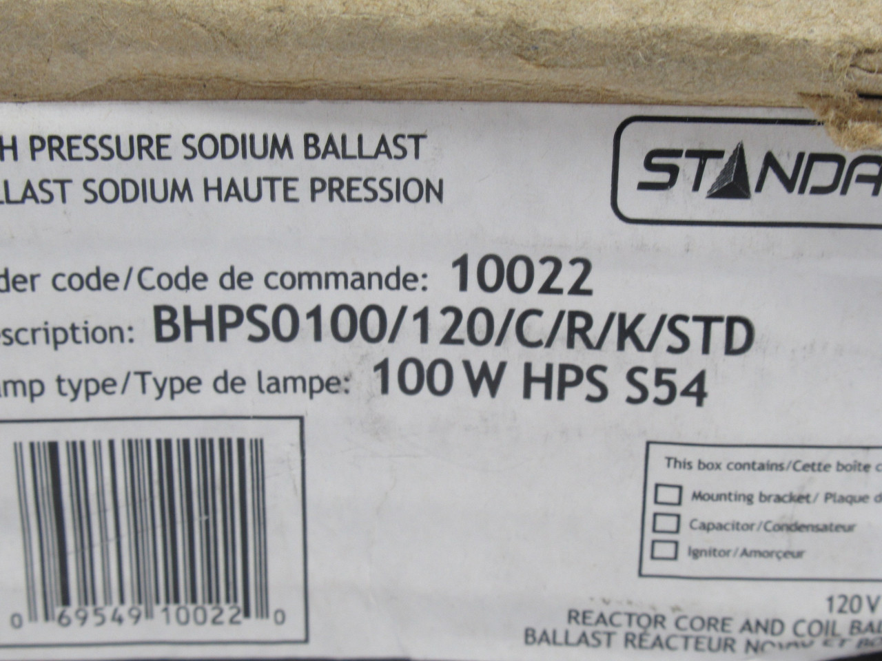 Standard BHPS0100/120/C/R/K/STD High Pressure Ballast 120V 100W DMG BOX ! NEW !