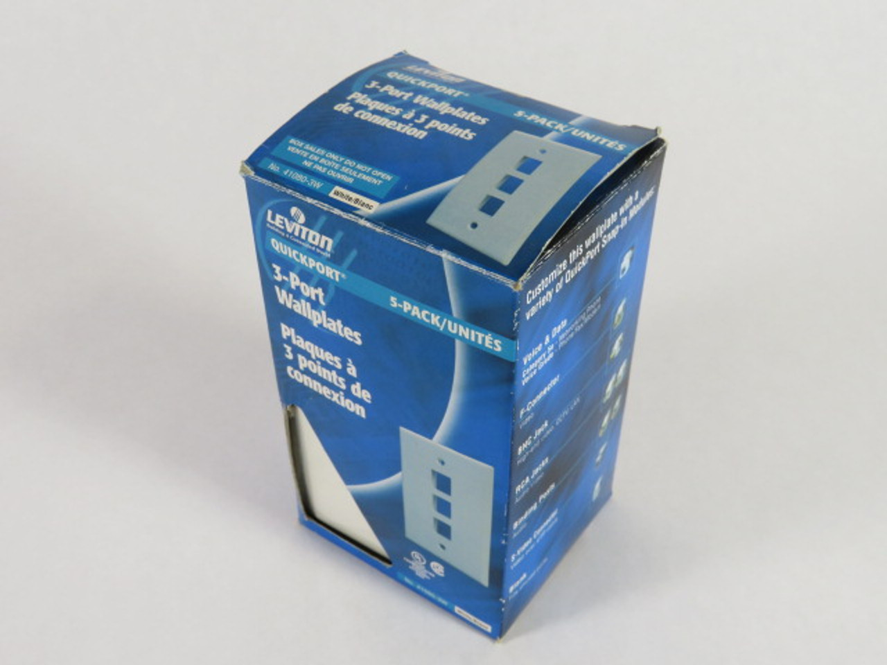 Leviton C32-41080-3WP 5-Pack 3-Port Wall Plates Single Gang White ! NEW !