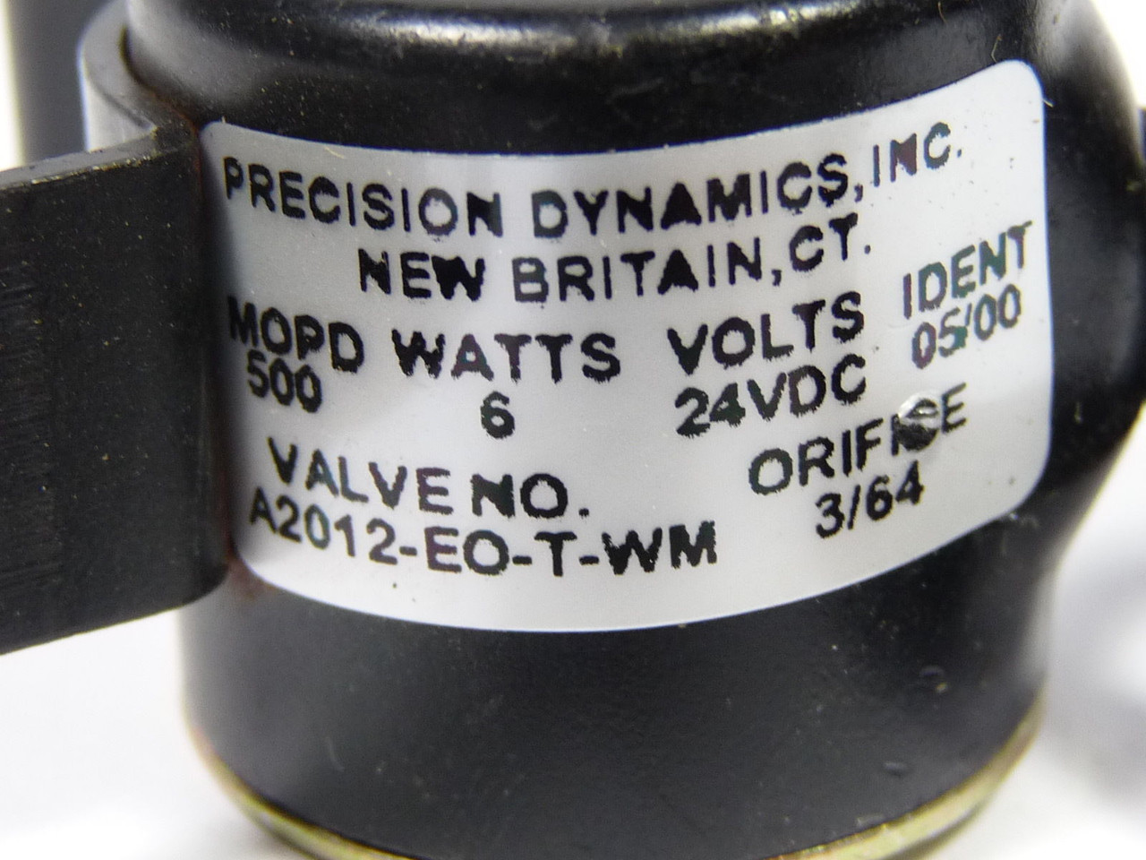 Precision Dynamics A2012-EO-T-WM Solenoid Valve USED