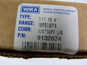 Wika 9132074 111.10.4" Gauge 15PSI/KPA 1/4" NPT 4" Dial ! NEW !