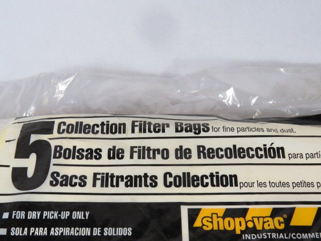 Shop-Vac Canada Collection Filter Bag For Fine Particles & Dust 5/Bag ! NWB !