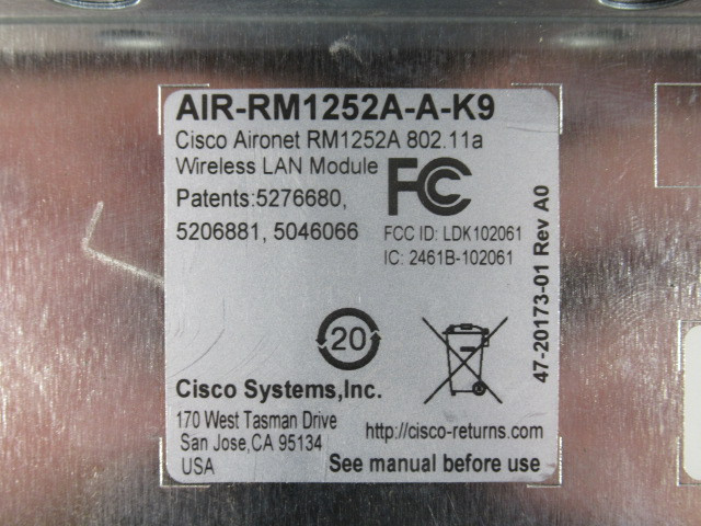 Cisco AIR-RM1252A-A-K9 802.11a Wireless LAN Module FCC USED