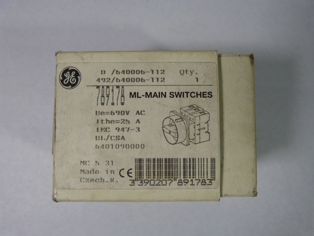 General Electric 789178 ML-Main Switch ! NEW !