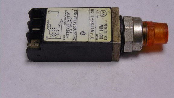 Allen-Bradley 800T-PST16A Series C Push-to-Test Pilot Light 120VAC Amber USED