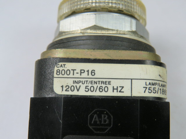Allen-Bradley 800T-P16C Series T Pilot Light 120VAC 50/60Hz Clear Lens USED