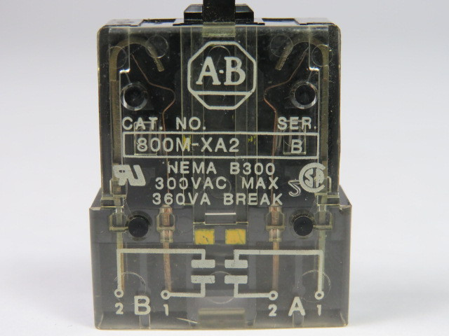 Allen-Bradley 800M-XA2 Contact Block 2NO 300VAC Series B USED