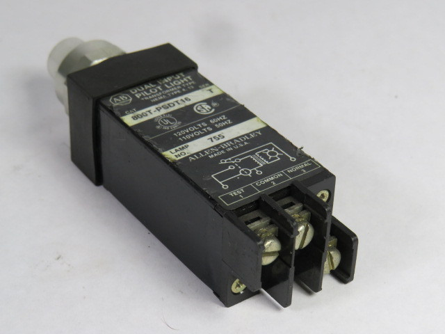 Allen-Bradley 800T-PSDT16W Series B Pilot Light 120VAC 50/60Hz White Cap USED