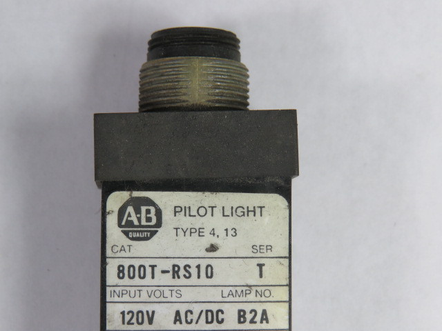 Allen-Bradley 800T-RS10 Series T Pilot Light 120VAC No Cap USED