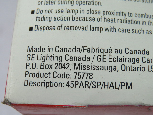 General Electric 75778 Halogen Indoor/Outdoor Spotlight 45W 120V DMG BOX NEW