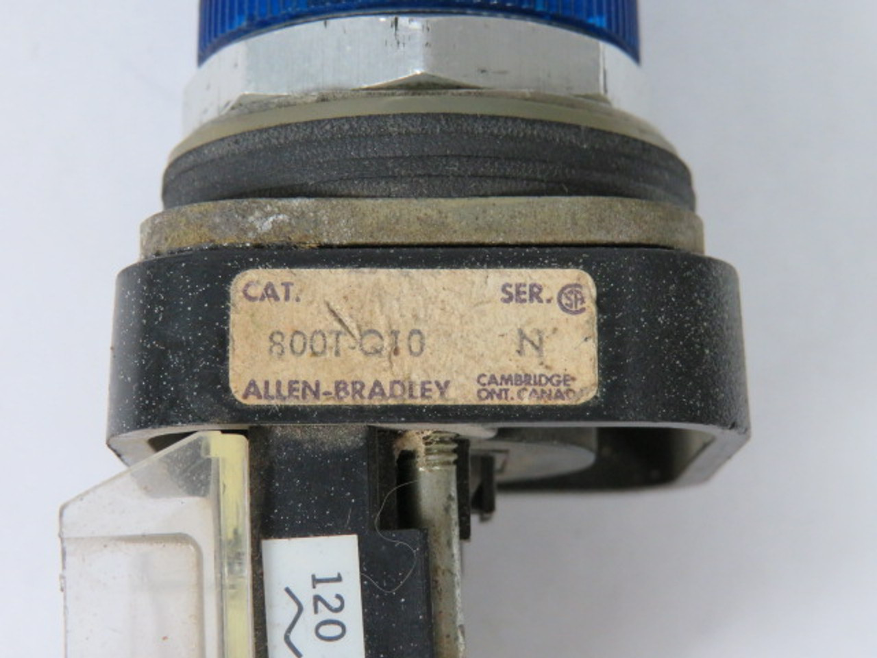 Allen-Bradley 800T-Q10B Series N Universal Pilot Light 120VAC Blue Lens USED