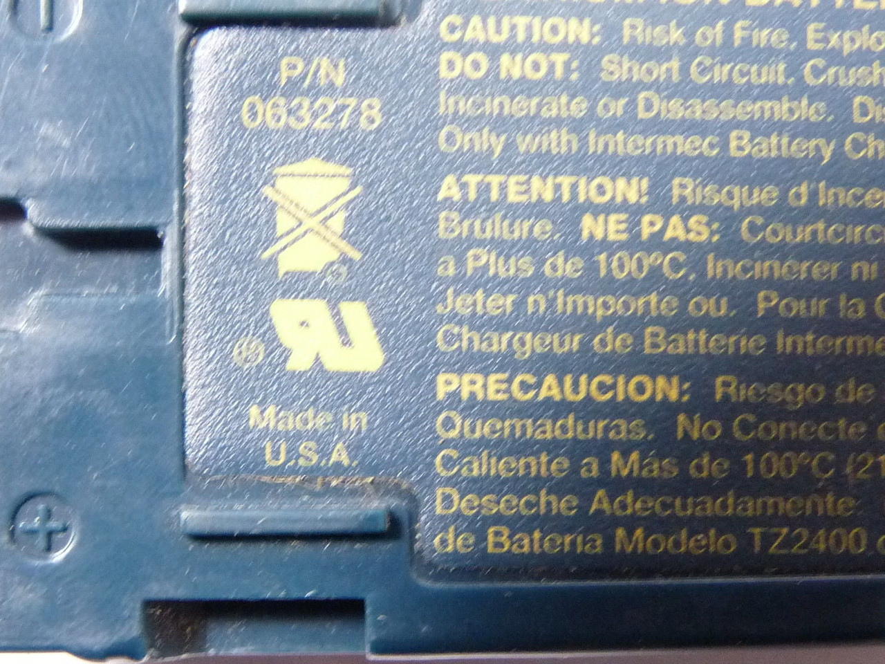 Intermec 063278 Rechargeable Lithium Ion Battery 7.4V 1300mAh USED