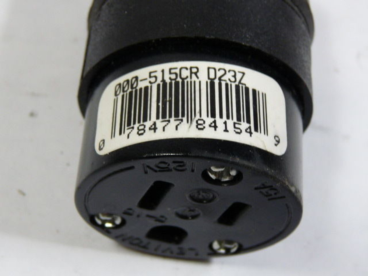 Leviton 515CR Rubber Ground Plug Black 15A 125V 3W 2P  USED