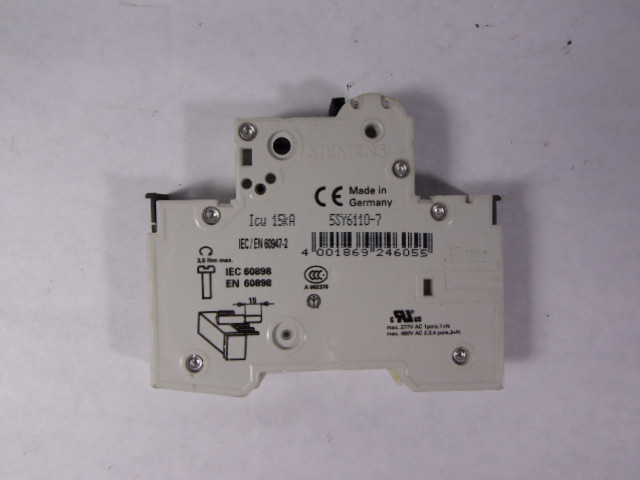 Siemens 5SY6110-7 Circuit Breaker 10amp 1Pole USED
