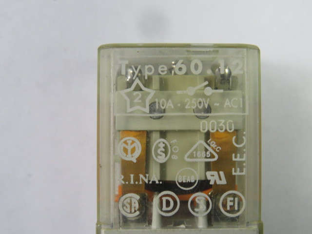 Finder 60.12.8.110.0000 Relay 110VAC 8-Pin C/W Orange LED USED