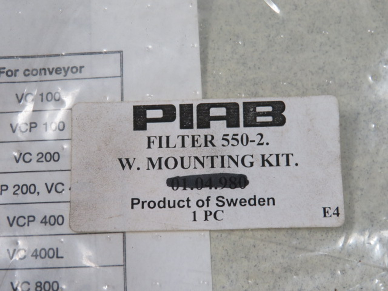 Piab 550-2 Filter VC800 52dm2 ! NWB !
