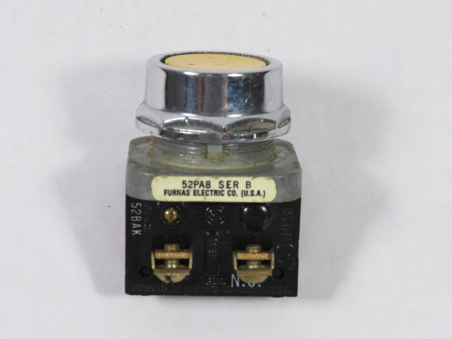 Furnas Electric Co 52PA8 SerB Push Button 1NO Black Contact Yellow Flush USED