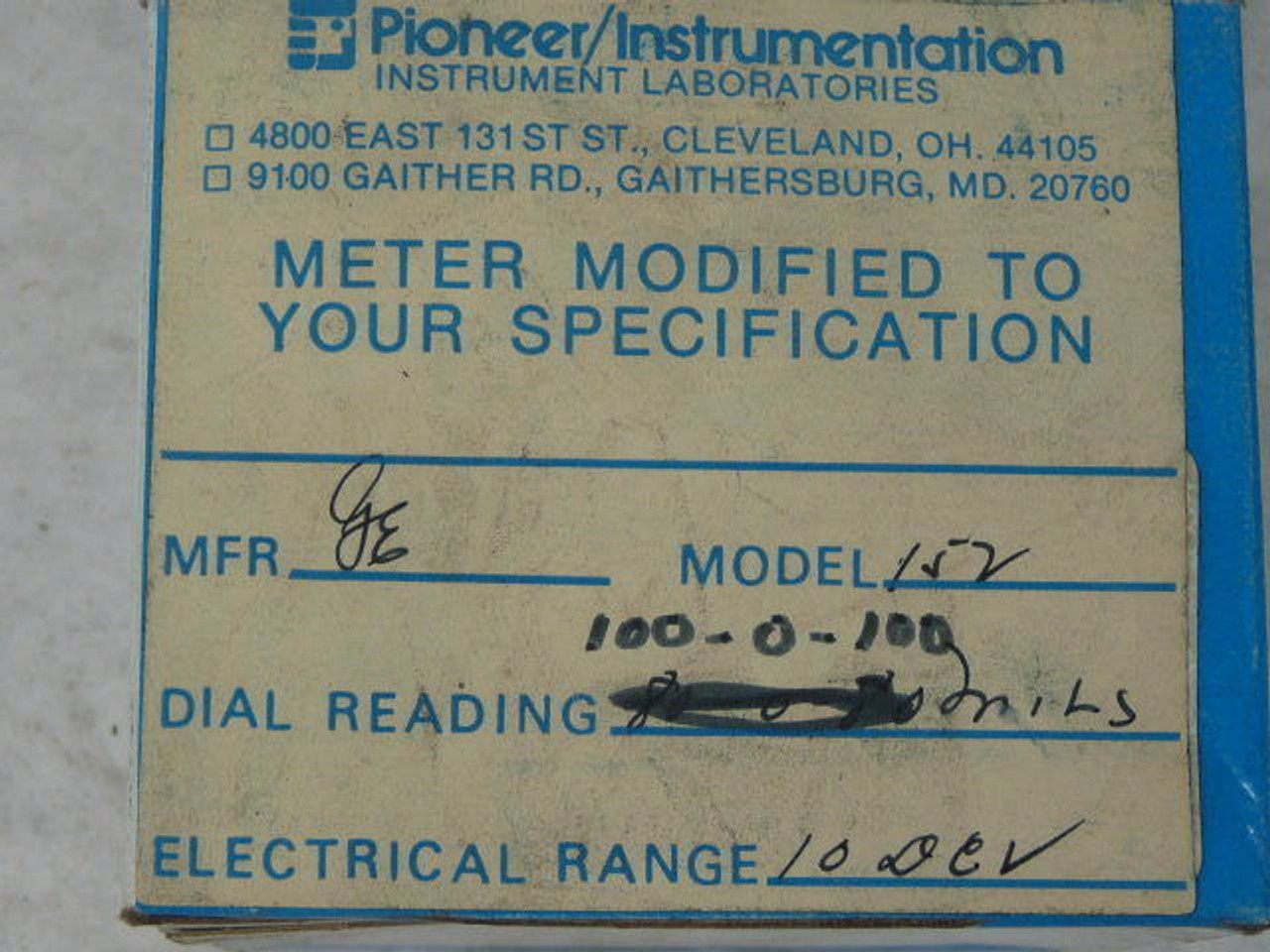 General Electric 50-152119FAZZ6 Panel Meter Range 100-0-100 MILS 10DCV ! NEW !