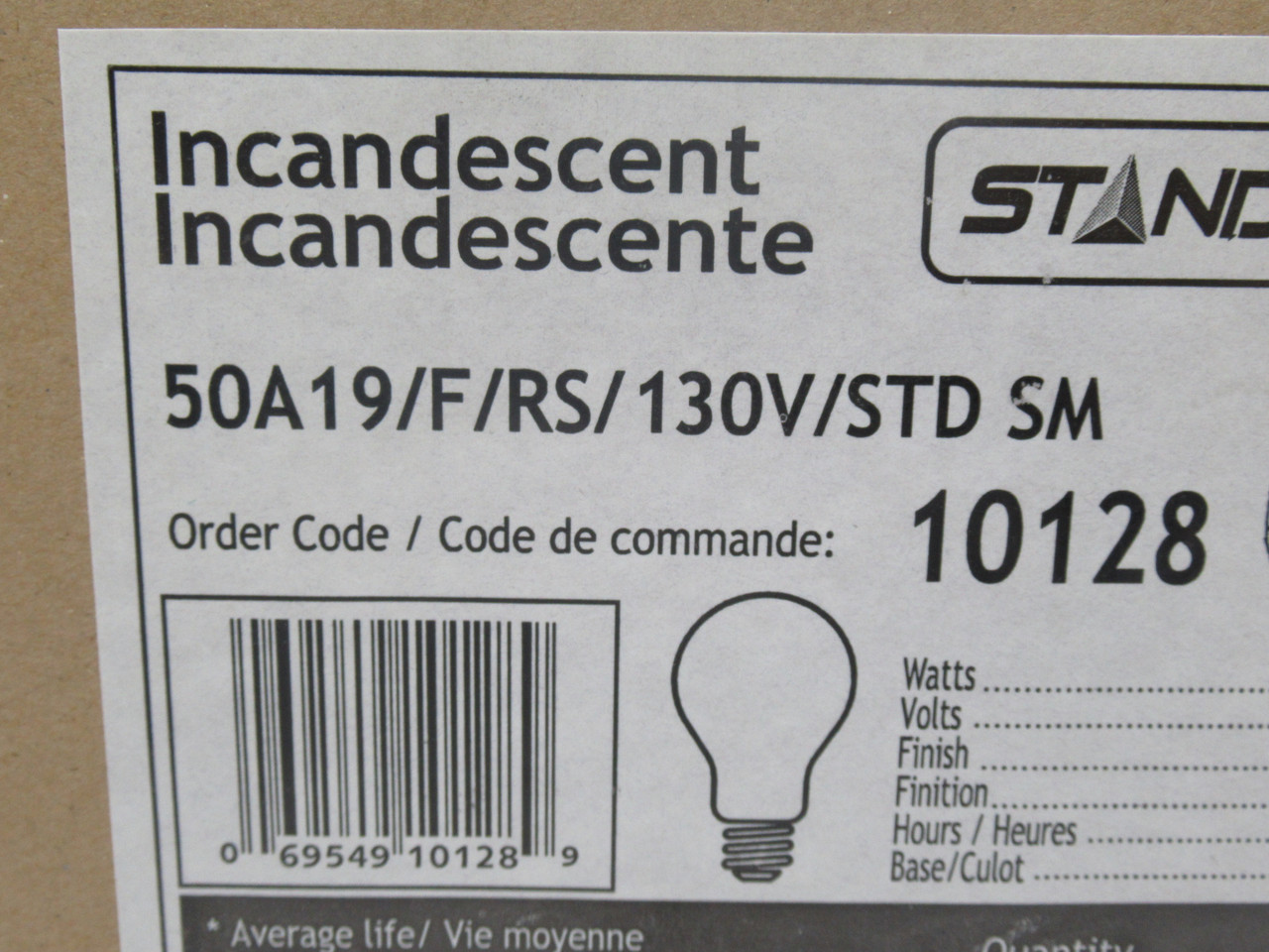 Standard 10128 Safety Max Lamp 50W 130V 6-Pack SEALED ! NEW !