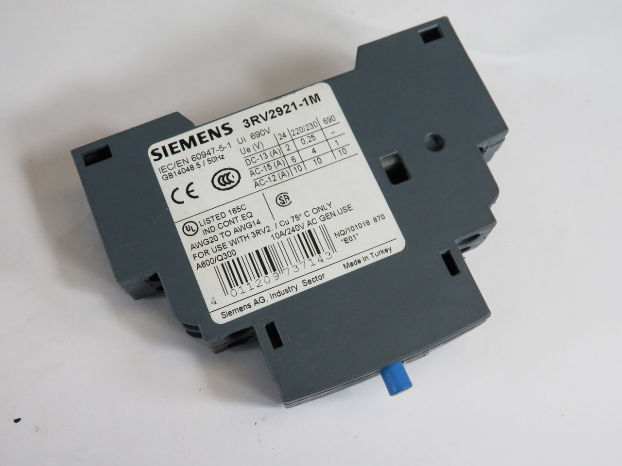 Siemens 3RV2921-1M Signaling Switch 10A 690V  USED