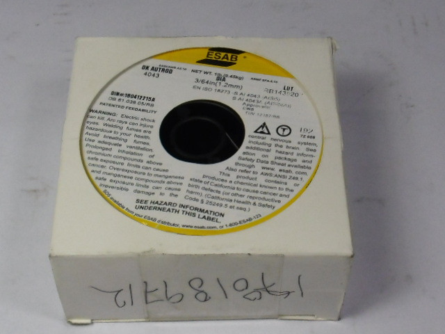 Esab 4043 MIG Aluminum Welding Wire 1.2mm 3/64" NEW