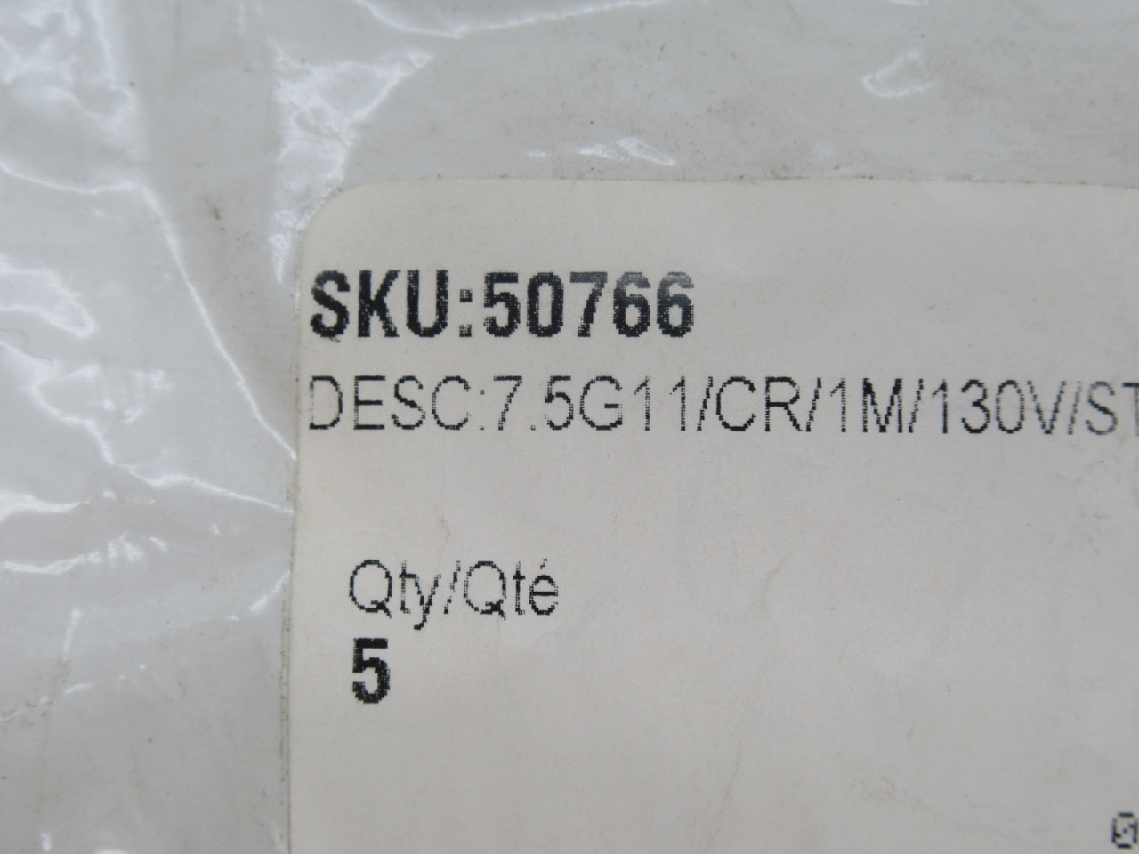 Standard 50766 Lot of 5 RED Bulbs 7.5G11/CR/1M/130V/STD 130V 7.5W USED