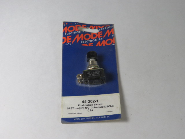Mode Electronics 44-202-1 Pushbutton Switch 3A 125VAC ! NEW !