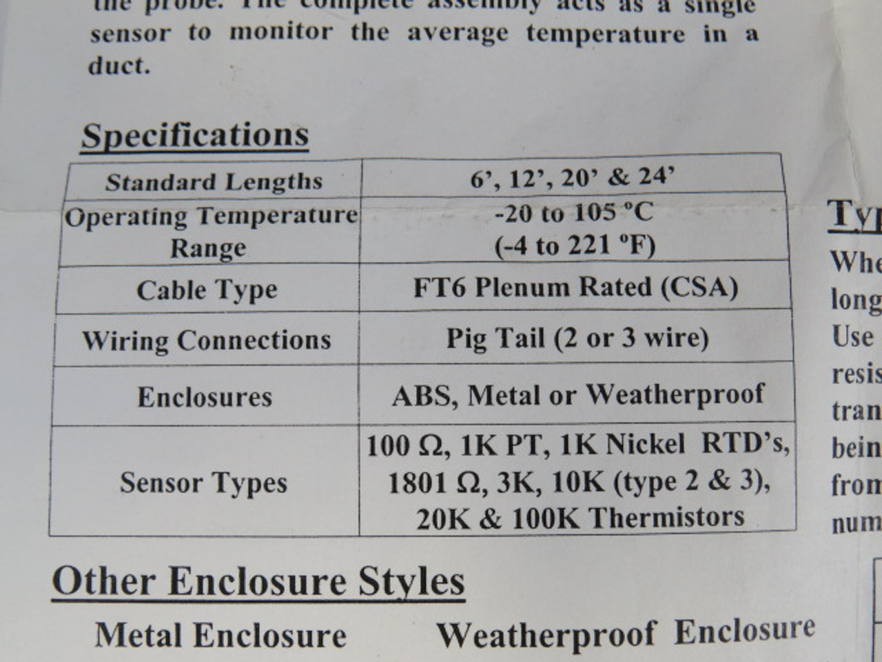 MICRO THERMO 23-0048 230048 Temp Sensor Flex-Duct ! NEW