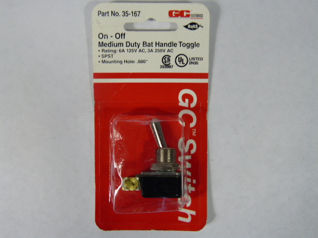 GR Electronics 35-167 Medium Duty Bat Handle Toggle 6amp 125V ! NEW !
