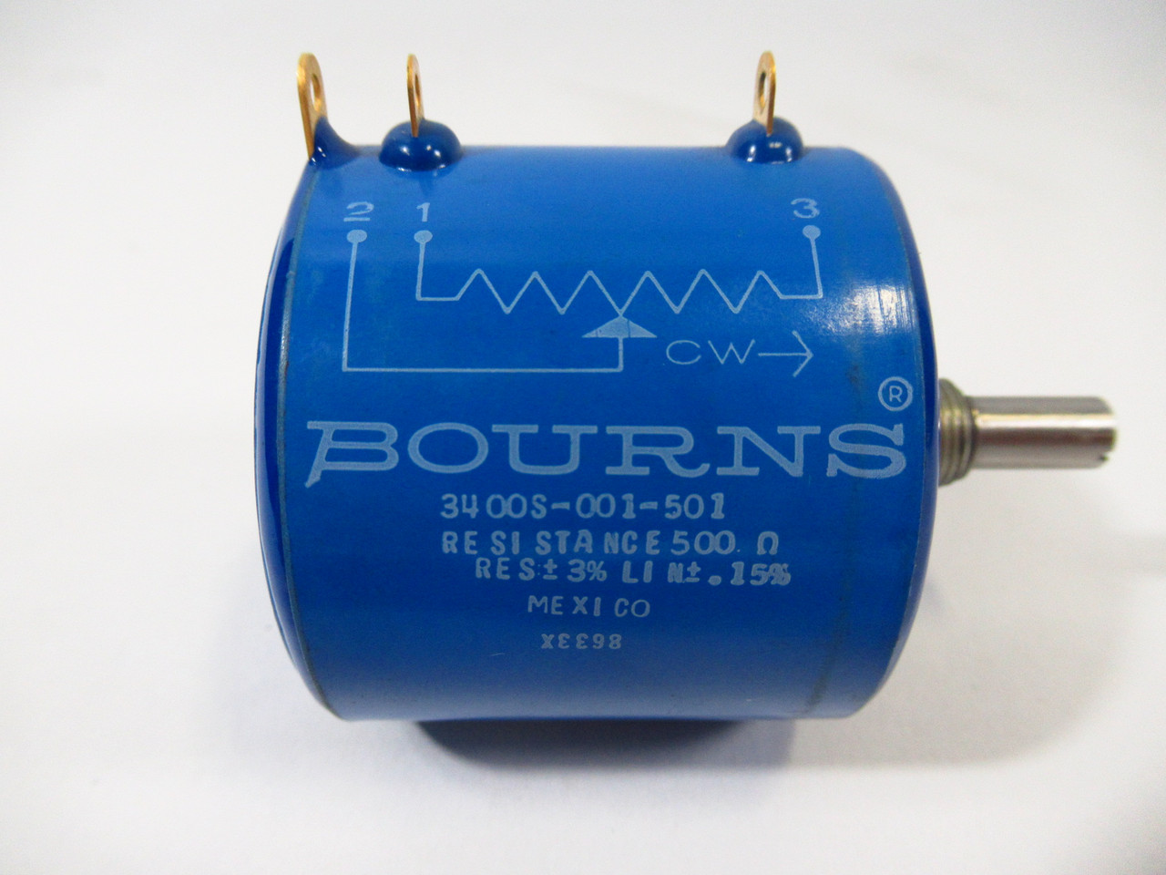 Bourns 3400S-001-501 Potentiometer 500 Ohms 1000VAC MISSING HARDWARE  USED