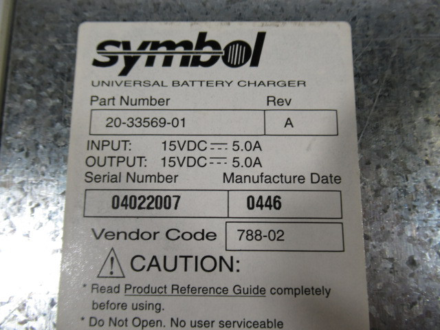 Symbol 20-33569-01 Universal Battery Charger 15VDC 5Amp 4 Slot USED