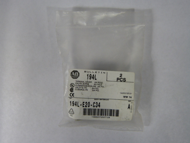Allen-Bradley 194L-E20-C34 Terminal Cover 20-25A 3-Pole Bag of 2 ! NWB !