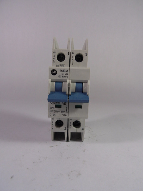 Allen-Bradley 1489-A2C050 Series A Circuit Breaker 5A 480Y/277VAC 2P USED