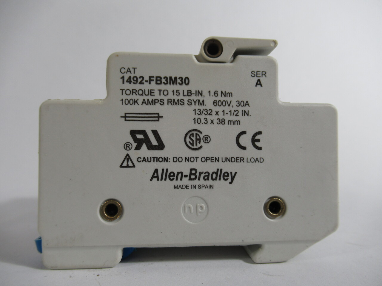Allen-Bradley 1492-FB3M30 Class CC Fuse Holder 600V 30A Series A USED