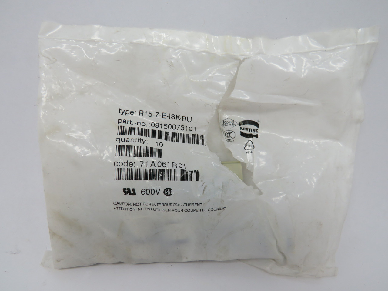 Harting R15-7+E-ISK-BU 09150073101 Insert Socket 8-Pin Lot of 8 OPEN BAG NWB