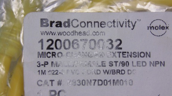 Brad Connectivity 1200670032 Cable Micro-change Extension 3-Pin 1m L NWB