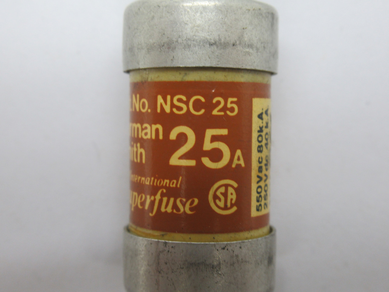 Dorman Smith NSC25 International Superfuse 25A 550VAC 250VDC USED