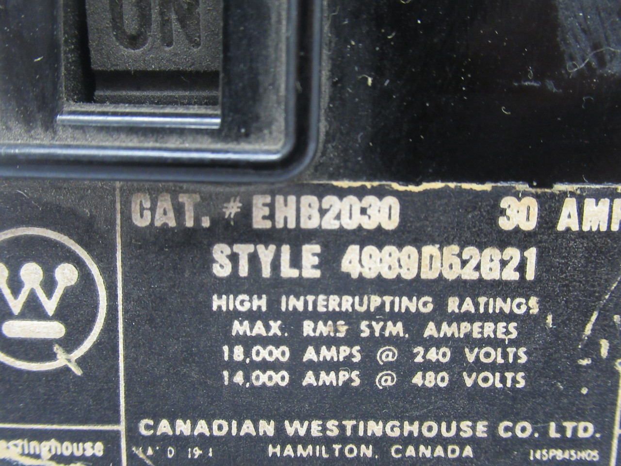 Westinghouse EHB2030 Molded Case Circuit Breaker 30A 2-Pole BROKEN FRAME USED